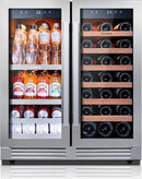 Ca'Lefort 30 Inch Wine and Beverage Refrigerator, 80 Can and 33 Bottle French Door Wine Refrigerator 36-72°F, 3 LED Wine Fridges with Glass Door, Built-in or Freestanding for Home/Kitchen (6.00 cu.ft) by CozyNest Decor