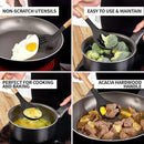 Zulay Kitchen Non-Stick Cooking Utensils Set with Authentic Acacia Wood Handles – 5-Piece Durable & Stylish Silicone Kitchen Utensils Set – Heat Resistant to 464°F – Black by CozyNest Decor