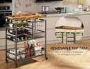 Gizoon Bar Cart, 3 Tier Coffee Cart with Lockable Wheels, 12-Bottle Wine Rack, and Hanging Glass Holder, Kitchen Rack with Removable Tray, for Kitchen, Dining Room, Entertaining, Club Party,Retro by CozyNest Decor