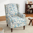 UIXE High Back Floral Accent Chair, Fabric Upholstered Armchair for Living Room, Retro Printed Wingback Arm Chair Nailhead Trim Single Sofa Bedroom Reading Seat - Boho Blue by CozyNest Decor