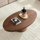Modern Oval Coffee Table with Wood Pedestal,47.24" Farmhouse Center Table for Living Room, Ellipse Coffee Tables Tea Table for Bedroom, Apartment-Walnut by CozyNest Decor