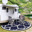 GENIMO 10 ' Round Outdoor Rug for Patio, Waterproof Indoor Outdoor Plastic Straw Rugs Carpet, Reversible Outside Area Mat for Camping, Balcony Porch, Deck, Picnic, Blue White by GreenHaven Gardens