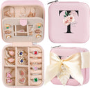AYGXU Travel Jewelry Box for Women and Girls - Small Case With Initial A-Z - Teacher Gifts by TinyTreasures Baby Boutique