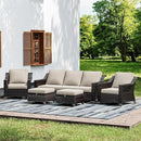 Joyside Wicker Patio Furniture Sets, 5 Pieces Upgraded Large Size Outdoor Furniture with Patio Dining Chairs, 3-Seat Sofa and Outdoor Ottoman, Thick Cushions, Wide Armrest by GreenHaven Gardens