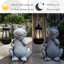 Frog Solar Garden Statues,Resin Frog Figurine Decorations with Solar Lights Lantern, Outdoor Frog Garden Decor Art for Lawn,Yard, Unique Housewarming Gift for Garden Home by GreenHaven Gardens