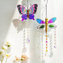 YU FENG Set 2 Suncatchers with Crystals,Stained Glass Butterfly Dragonfly Sun Catchers Window Garden Hanging Decoration Ornament,Prism Rainbow Maker Pendant by GreenHaven Gardens