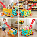 Interactive Learning Push Walker Toy for Toddlers, Musical Activity Wagon with Handle, Educational Rolling Cart with Blocks by TinyTreasures Baby Boutique