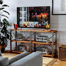 IRONCK Rustic Entryway Console Table, Long Hallway Table 55 in 3-Tier, TV Stand Entertainment Center Media Stand for Living Room, Industrial Style, Vintage Brown by CozyNest Decor