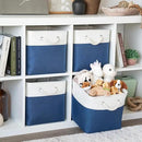 OrganiHaus 12x12 Cube Storage Bins 4 Pack, Foldable Cube Storage Organizer w/ Rope Handles, Collapsible Fabric Bins for Toys, Clothes & Closet Organization, Fabric Square Baskets - Navy Blue by CozyNest Decor