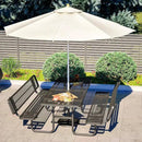 79'' Steel Rectangular Picnic Table for Outdoors, with backrest, Expanded, Lifetime Picnic Table with Umbrella Hole, Heavy Duty Sturdy Commercial Picnic Tables for Garden Courtyard BBQ, Black by GreenHaven Gardens