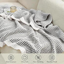 Amélie Home Chenille Waffle Throw Blanket for Couch, Reversible Pineapple Stitch Knit Soft Cozy Knit Blanket Lightweight Warm Decorative Throw for Sofa, Bed, Living Room, 50"x60", Grey&Ivory by CozyNest Decor