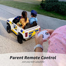 24V 10Ah Electric Police SUV Car Ride-On Toy for Big Kids, 4WD 2-Seater w/Parental Remote Control, 5Mph Max Speed - White by TinyTreasures Baby Boutique