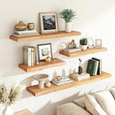 RICHFOCUS Elm Floating Shelves for Wall - 24" W x 9.3" D Rustic Solid Wood Shelves with Invisible Bracket, Wall-Mounted for Living Room, Bedroom, Kitchen Storage & Display, Set of 2, Natural by CozyNest Decor