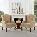 Accent Chair, High Back Upholstered Armchair with High Resilience Sponge & Wood Legs, Mid-Century Modern Comfy Single Sofa Reading Chairs for Living Room, Bedroom (Floral Light Brown, Set of 1) by CozyNest Decor