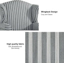 Accent Chair, High Back Upholstered Armchair with High Resilience Sponge & Wood Legs, Mid-Century Modern Comfy Single Sofa Reading Chairs for Living Room, Bedroom (Stripe Grey, Set of 2) by CozyNest Decor