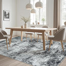 Area Rug 9x12 Washable Rugs: Abstract Large Living Room Rugs with Non-Slip Backing, Stain Resistant Indoor Floor Carpet for Bedroom Dining Room Table Nursery Hallway Home Office Dark Black/Gray by TinyTreasures Baby Boutique
