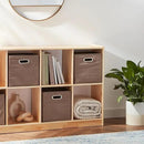 Amazon Basics Collapsible Cube Storage Organizer Bins, 6-Pack, 10.5 x 10.5 x 11 inches, Taupe by CozyNest Decor