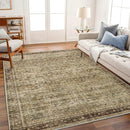 Area Rug 8x10 Washable Rug Brown Vintage Traditional Mat Distressed Indoor Foldable Thin Retro Accent Floral Non Slip Carpet Living Room Dining Room Office by TinyTreasures Baby Boutique