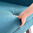HUIMO Button-Tufted Accent Chairs Set of 2,Upholstered Reading Living Room Chair,Mid Century Modern Chair with Linen Fabric, Club Chair,Comfy Arm Chairs for Living Room,Bedroom,Lake Blue by CozyNest Decor