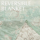 jinchan Boho 100% Cotton Muslin Queen Size 80x90 Inches Blanket Lightweight 4-Layer Quilted Soft Green and Beige Floral Throw Blanket Reversible Comfy Flower Rustic All Seasons Couch Bedroom Decor by CozyNest Decor