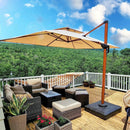 PURPLE LEAF 9' X 12' Double Top Deluxe Wood Pattern Rectangle Patio Umbrella Offset Hanging Umbrella Outdoor Market Umbrella Garden Umbrella, Beige by GreenHaven Gardens