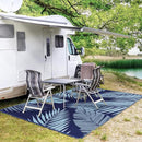 GENIMO Outdoor Rug 5' x 8' Waterproof for Patios Clearance, Reversible Outdoor Plastic Straw Camping Rug Carpet, Large Area Rugs Mats for RV, Camper, Deck, Balcony, Porch, Beach, Navy Blue&Baby Blue by CozyNest Decor