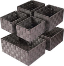 Woven Storage Baskets, Storage Bins, Cube Basket Container Baskets Storage Boxes Organizers for Clothes /Shelves/ Closet, Set of 6 (Brown) by TinyTreasures Baby Boutique
