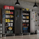 Aobabo 71" H×32" W×16" D Metal Storage Cabinet with Wheels, Garage Steel Storage Cabinet with 5 Adjustable Shelves and 4 Hooks for Home Office, Kitchen, Assembly Required, Black by GreenHaven Gardens