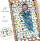 Fitted Nautical Crib Sheets (3 Pack) by GROW WILD - Jersey Knit Cotton Crib Sheet for Boys, Toddler Bed Mattress & Baby Boy Crib Bedding Set, 52” x 28” x 9” Crib Sheets (Safari Animals) by TinyTreasures Baby Boutique