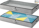 2-Pack Under Bed Storage Containers, 4.5 Inches Tall Low Profile Underbed Clothes Storage Organizer Bin with Sturdy Sidewalls/Bottom, Underbed Storage Bins 2 Storage Thin Bins by CozyNest Decor
