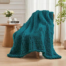 Carriediosa Chunky Knit Throw Blanket 50" X 60", 100% Hand Made Large Chenille Loop Yarn Soft Fluffy Throws for Couch Sofa Bed, Big Crochet Cozy Heavy Thick Cable Woven Blankets, Teal by CozyNest Decor