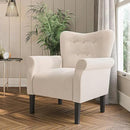 BELLEZE Modern Accent Chair, High Back Armchair, Upholstered Wingback Side Chair, Padded Single Sofa with Wooden Legs for Living Room, Bedroom - Beige by CozyNest Decor