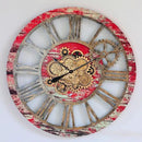 The Gears Clock 36'' Inch Real Moving Gear Wall Clock Vintage Industrial Oversized Rustic Farmhouse (Red Lava) by CozyNest Decor