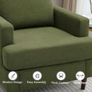 Mid-Century Accent Chair,Modern Linen Fabric Armchair for Living Room,Comfy Upholstered Reading Accent Chairs for Bedroom,Single Sofa Chair with Wood Legs (Green, 1 Pack) by CozyNest Decor
