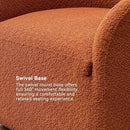KINWELL 32" Wide Swivel Boucle Accent Chair Armchair, No Assembly Mid-Century Modern Round Upholstered Barrel Chair for Living Room, Bedroom, Office (Caramel) by CozyNest Decor