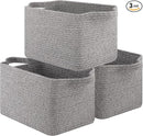 OIAHOMY Storage Basket, Woven Baskets for Storage, Cotton Rope Basket for toys,Towel Baskets for Bathroom - Pack of 3, Light Grey by TinyTreasures Baby Boutique