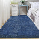 2x6 Runner Rug for Bedroom: Fluffy Shag Soft Washable Rugs Small Fuzzy Plush Indoor Carpet for Hallway Bedside Dorm Kids Girls Boys Room (Navy Blue, 2'x6') by TinyTreasures Baby Boutique