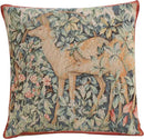 Charlotte Home Furnishings Decorative Tapestry Pillow Cover 14x14 in, Green Two Does Couch Throw Pillow Cover, French Country Square Cushion Cases for Bed Room Home Decor, Soft Cotton Jacquard Woven by CozyNest Decor