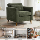 Modern Accent Chair with Wooden Legs Plush Fabric Armchair Cozy Reading Chair for Living Room, Bedroom, Study (Green Armchair) by CozyNest Decor