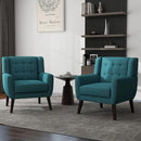 UIXE Accent Chair Modern Arm Chair, Mid Century Upholstered Club Armchair, Comfy Single Lounge Sofa Living Room Button Tufted Armrest Reading Seat Bedroom Side Seating, Turquoise Blue by CozyNest Decor