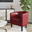 BELLEZE Accent Barrel Chair, Linen Round Chair Club Tub Sofa Corner Chair with Flared Legs and Cozy Soft Padding for Living Room Bedroom Waiting Room - Red by CozyNest Decor