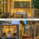JMEXSUSS 300 LED Remote Control Curtain Lights, Plug in Fairy Curtain Lights Outdoor, Window Wall Hanging String Lights for Bedroom Backdrop Wedding Party Indoor Christmas Patio Dorm Decor, Warm White by CozyNest Decor