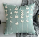 VAGMINE Hand Embroidered Daisy Accent Throw Pillow Cover - 20x20 Inches Square - 100% Cotton Light Teal Decorative Cushion Cover for Couch, Sofa, Bed - Textured Embroidery - Elegant Floral Home Décor by CozyNest Decor