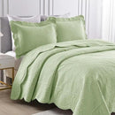 MarCielo 3-Piece 100% Cotton Oversized Bedspread Lightweight Quilt Coverlet Embroidery Farmhouse Bedding Set (TX Pale Green, Oversized Queen (100"x106")) by CozyNest Decor