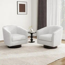 Swivel Barrel Accent Chair, Modern Round Corduroy Fabric Arm Chair for Living Room, Bedroom, Comfy Club Reading Chairs for Adults (Corduroy Beige, Set of 2) by CozyNest Decor
