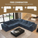 118" V Shaped Corner Modern Sofa Modular Sectional Cloud Couch,Deep Seat Upholstered Couches with Plush Corduroy Fabric for Living Room Furniture,Bedroom and Apartment,No Assembly Required,Blue by CozyNest Decor