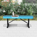 4 Feet Heavy Duty Metal Park Bench for Outside, Outdoor Bench with Portable Frame, Commercial Benches for Shopping Mall, Store, Park, Patio, Deck, Blue by GreenHaven Gardens