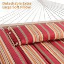 SUNCREAT Outdoor Hammock with Stand, Two Person Quilted Fabric Hammock Swing with 12ft Steel Stand, Red Stripes by GreenHaven Gardens