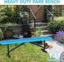 48" L Outdoor Steel Flat Bench, Heavy Duty Metal Park Bench for Outside, Expanded Metal, Commercial Benches Mesh Bench for Shopping Mall, Store, Lawn, Park, Patio, Deck, Garden (Blue, 6FT) by GreenHaven Gardens