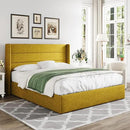 Allewie Queen Size Lift Up Storage Bed, Modern Wingback Headboard, Hydraulic Support, No Box Spring Needed, Olive Yellow by CozyNest Decor